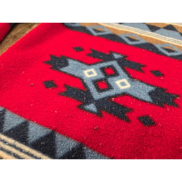 Capacity Petites Medium Red Aztec Southwestern Think Fleece Button Jacket - Picture 5 of 6